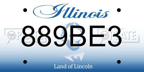889BE3 Illinois License Plate
