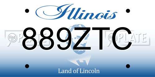 889ZTC Illinois License Plate