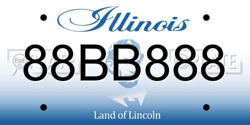 88BB888 Illinois License Plate