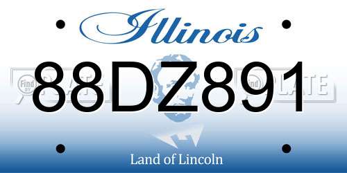 88DZ891 Illinois License Plate