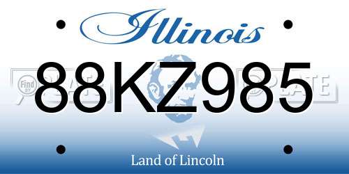 88KZ985 Illinois License Plate