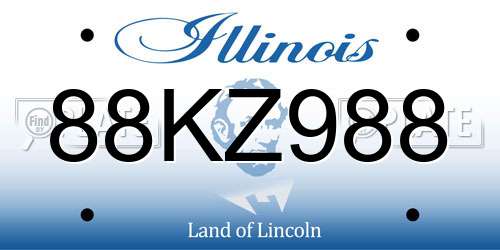 88KZ988 Illinois License Plate