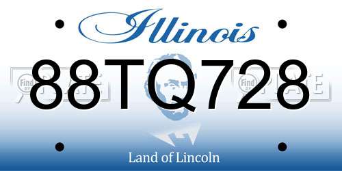 88TQ728 Illinois License Plate