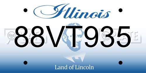88VT935 Illinois License Plate