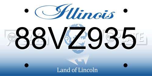 88VZ935 Illinois License Plate
