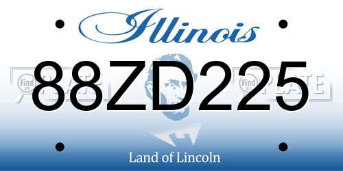 88ZD225 Illinois License Plate