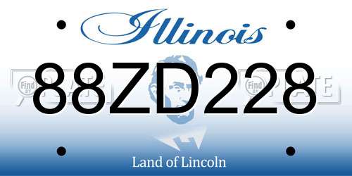 88ZD228 Illinois License Plate