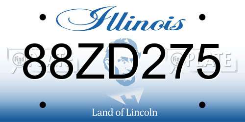 88ZD275 Illinois License Plate