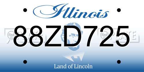 88ZD725 Illinois License Plate