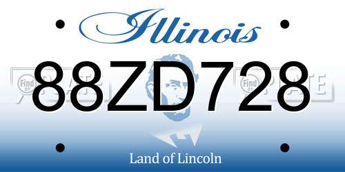 88ZD728 Illinois License Plate