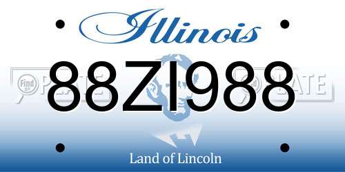 88ZI988 Illinois License Plate