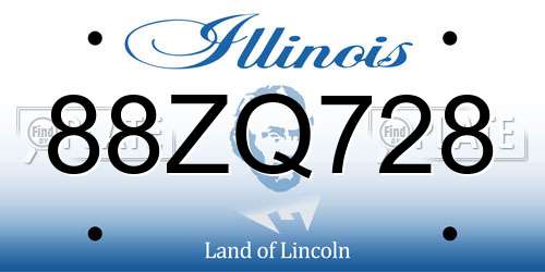 88ZQ728 Illinois License Plate