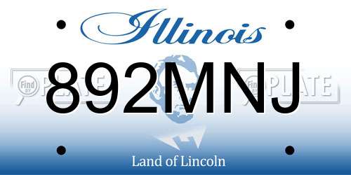 892MNJ Illinois License Plate