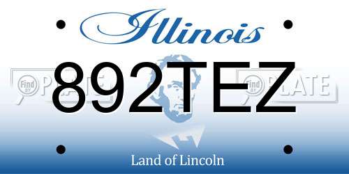 892TEZ Illinois License Plate