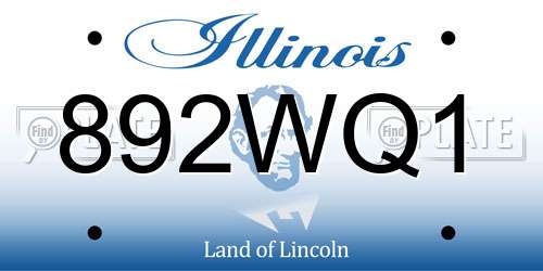 892WQ1 Illinois License Plate