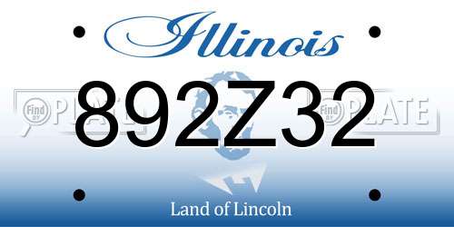 892Z32 Illinois License Plate