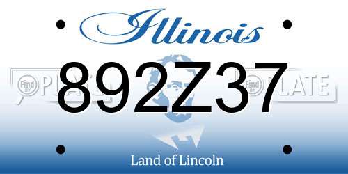 892Z37 Illinois License Plate