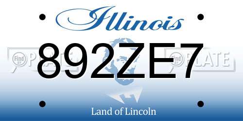 892ZE7 Illinois License Plate