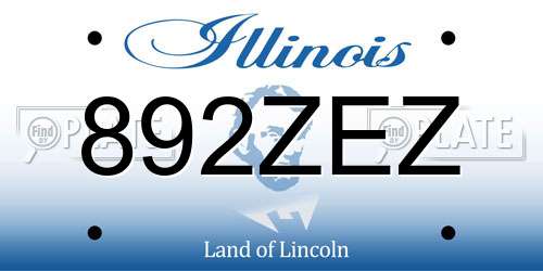 892ZEZ Illinois License Plate