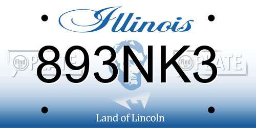893NK3 Illinois License Plate
