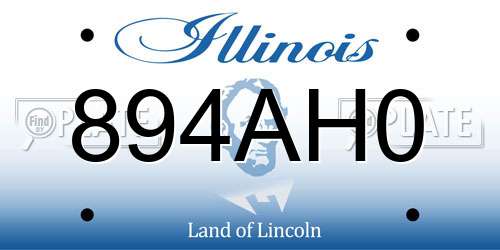 894AH0 Illinois License Plate