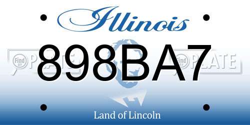 898BA7 Illinois License Plate