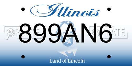 899AN6 Illinois License Plate