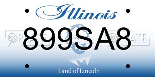 899SA8 Illinois License Plate