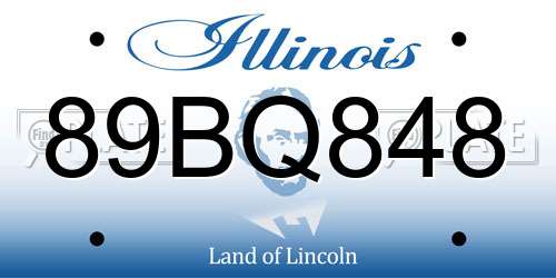 89BQ848 Illinois License Plate