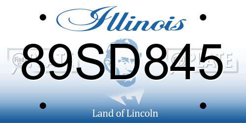 89SD845 Illinois License Plate