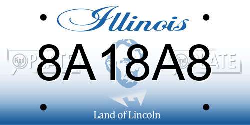 8A18A8 Illinois License Plate