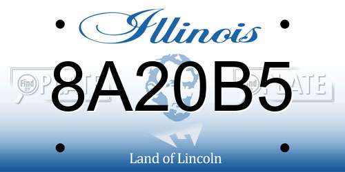 8A20B5 Illinois License Plate