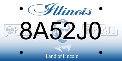 8A52J0 Illinois License Plate