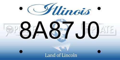 8A87J0 Illinois License Plate