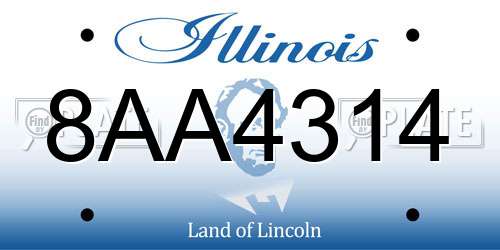 8AA4314 Illinois License Plate