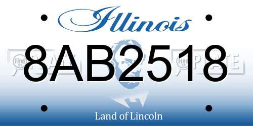 8AB2518 Illinois License Plate