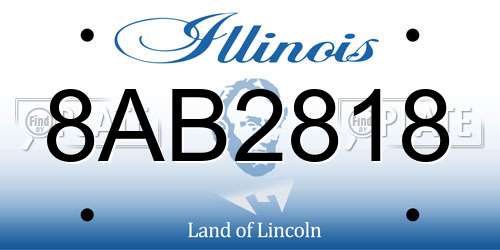 8AB2818 Illinois License Plate