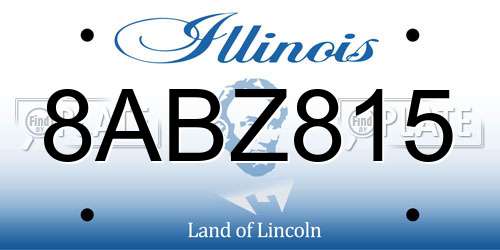 8ABZ815 Illinois License Plate