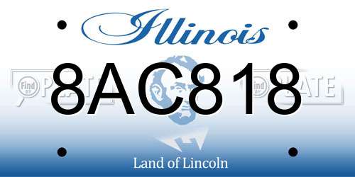 8AC818 Illinois License Plate