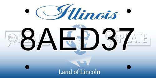 8AED37 Illinois License Plate