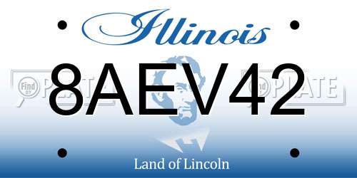 8AEV42 Illinois License Plate