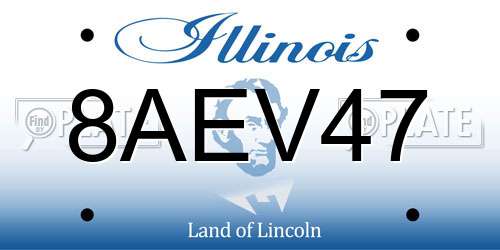 8AEV47 Illinois License Plate