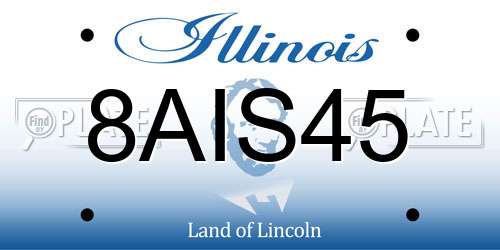 8AIS45 Illinois License Plate