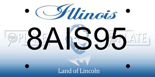 8AIS95 Illinois License Plate
