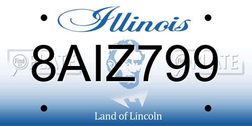 8AIZ799 Illinois License Plate