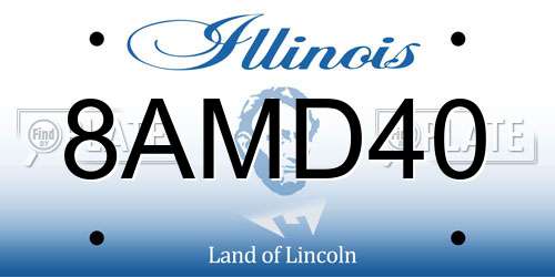 8AMD40 Illinois License Plate