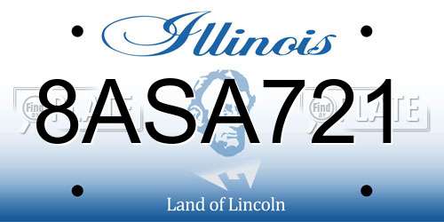 8ASA721 Illinois License Plate