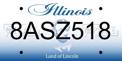 8ASZ518 Illinois License Plate