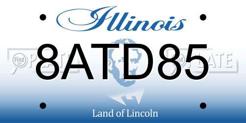 8ATD85 Illinois License Plate