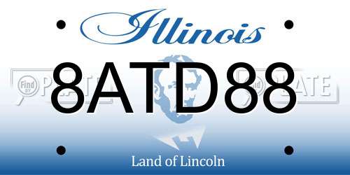 8ATD88 Illinois License Plate